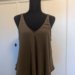 Free People Olive Flowy Sleeveless Top